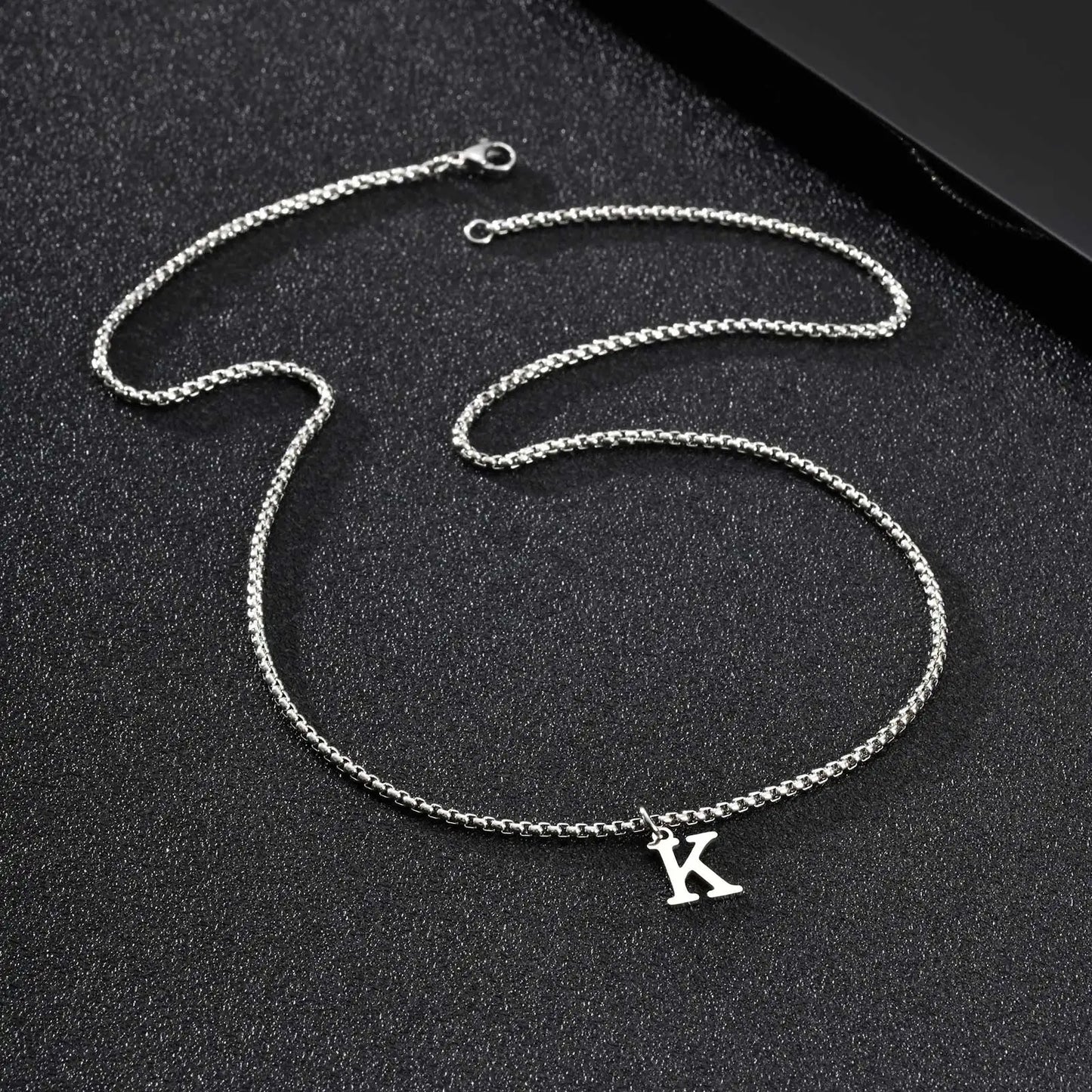 Vnox Simple A-Z Letter Necklace for Men, Waterproof Stainless Steel 26 Letters Pendant Necklace,Men’s Minimal Initial Necklace