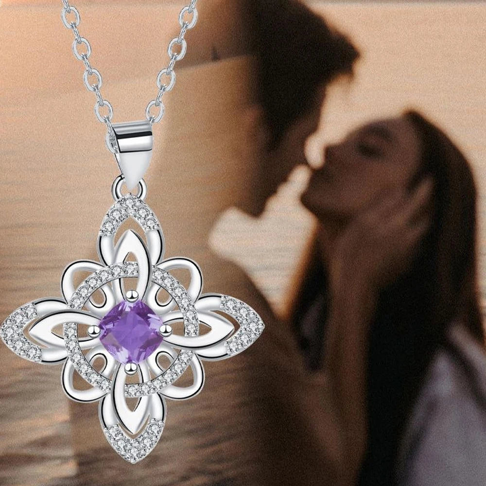 925 Thai Silver Classic Witch Knot Necklace With Zircons Trinity Knot Good Luck CZ Charm Wiccan Symbol Protection Jewelry