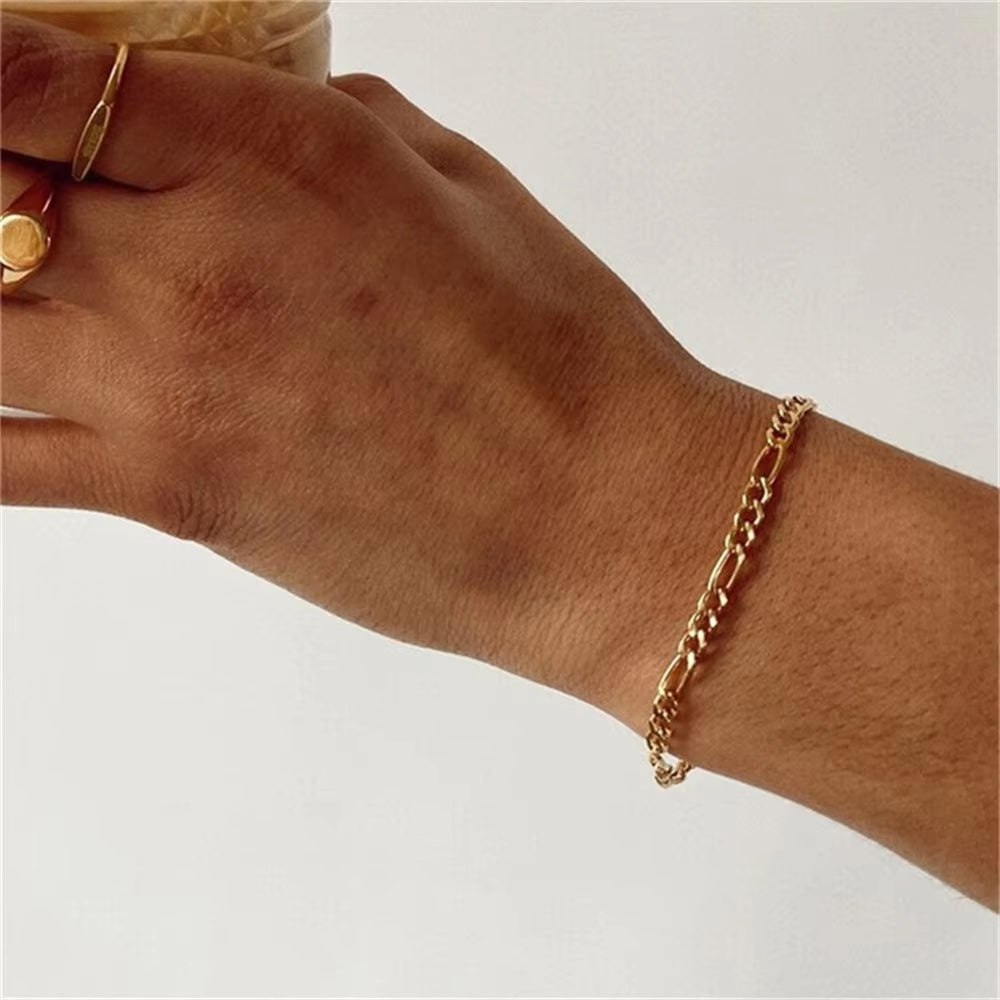 4MM Stainless Steel Figaro Bracelet Gold Color Bracelet For Women Men's Hip Hop Jewelry Fashion Accessories
