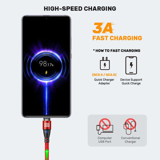 AUFU 60W Magnetic USB Cable Fast Charging USBC To Type C Micro Magnetic Data Cord For Macbook Samsung Xiaomi Magnet Charger Wire