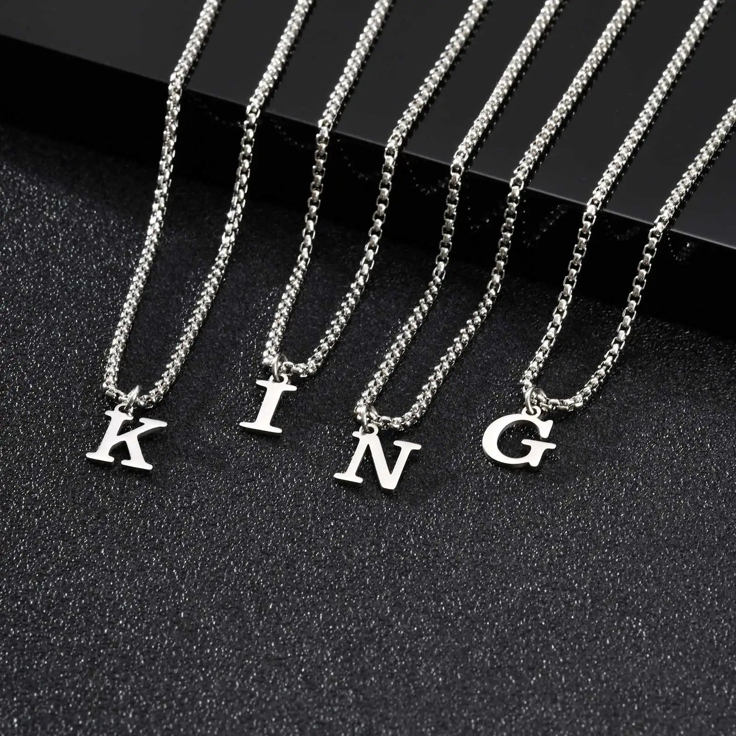 Vnox Simple A-Z Letter Necklace for Men, Waterproof Stainless Steel 26 Letters Pendant Necklace，Men’s Minimal Initial Necklace