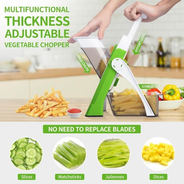 Slicer Safe Mandoline Vegetable Cutter Veggie Dicer Slicer for Julienne French Fry and Potato Get Storage Box with Lid