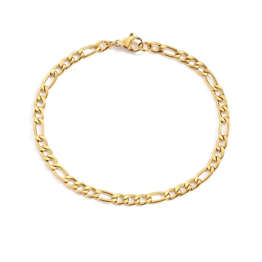 4MM Stainless Steel Figaro Bracelet Gold Color Bracelet For Women Men's Hip Hop Jewelry Fashion Accessories