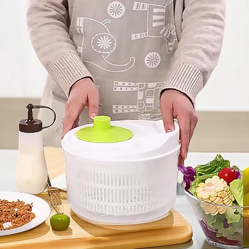 Vegetable Spinner Salad Dryer - Manual Lettuce Centrifuge for Kitchen, Fruit & Veggie Washing Basket with Drain Function