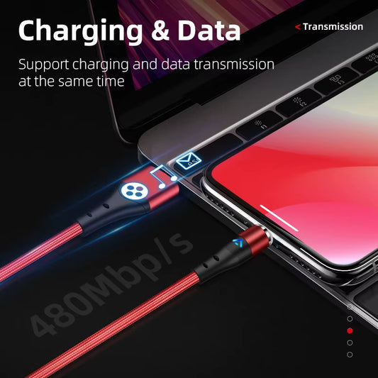 3A Super Fast Charge Magnetic Charging USB Cable 360 Deg ree Rotate Micro USB Type C Cord Phone Charger Wire Magnet Cable