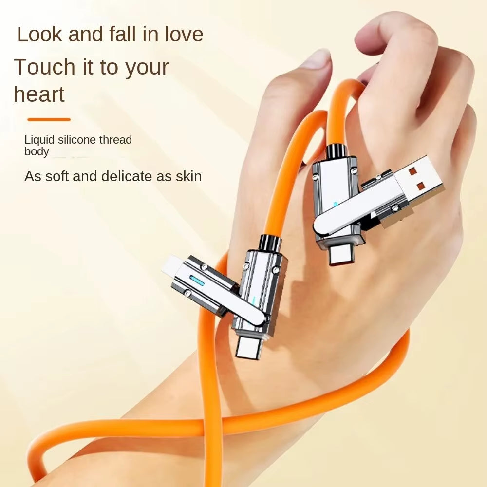 Two-to-two Data Cable 100w Super Fast Charging Zinc Alloy PD Four-in-one Multi-purpose Type-c to Lighting