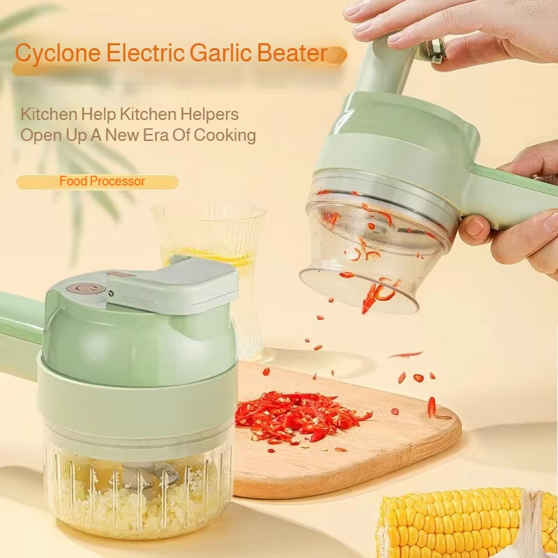 4 IN 1 Electric Vegetable Cutter Food Peel Slicer Handheld Wireless Garlic Masher Food Chopper Meat Grinder Home kitchen Mincer